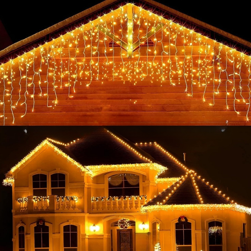 Duckkoko Solar powered Icicle light LED colored curtain light string waterfall light