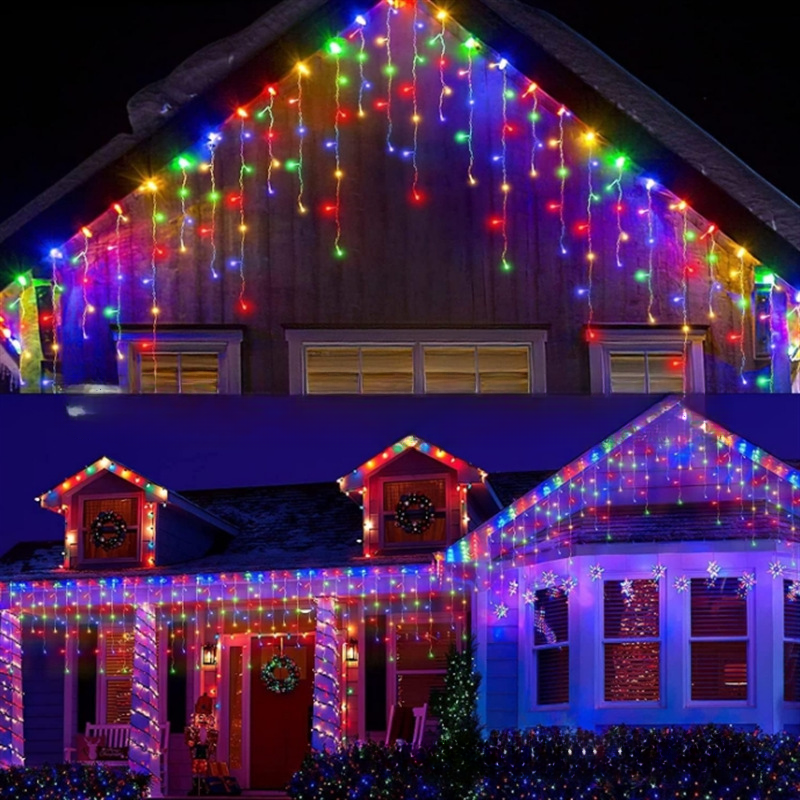 Duckkoko Solar powered Icicle light LED colored curtain light string waterfall light - Image 5